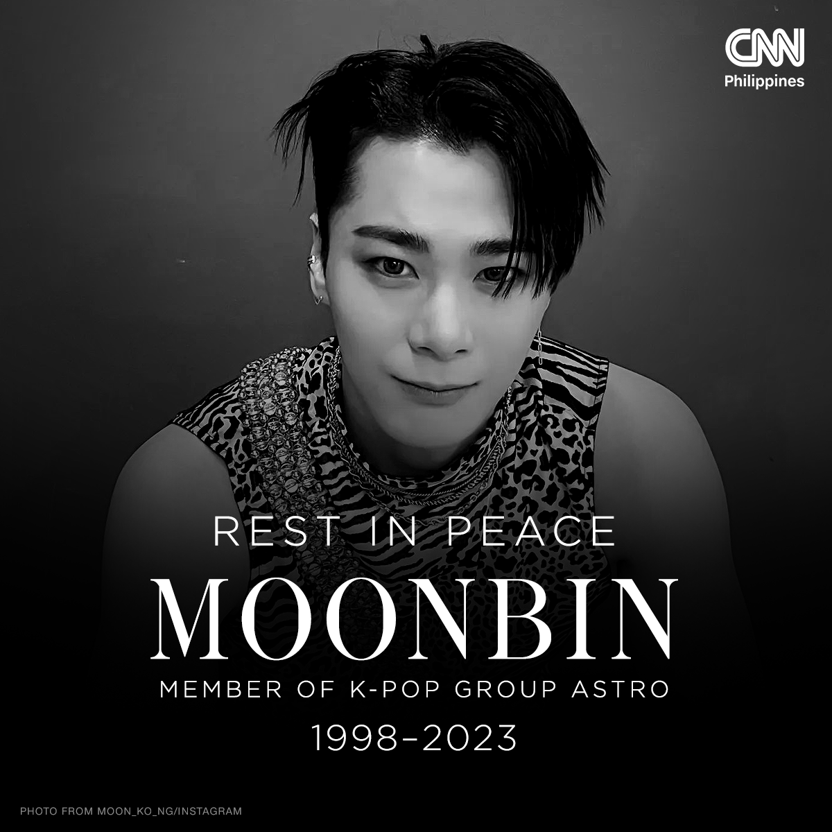 newswatchplusph's tweet photo. [Trigger warning: death]

Moonbin of K-pop group ASTRO has passed away. He was found dead by his manager in his home in Seoul’s Gangnam district at 8 p.m. last night.

Read: https://t.co/zojA9nXbss https://t.co/HjBALQ7Znh