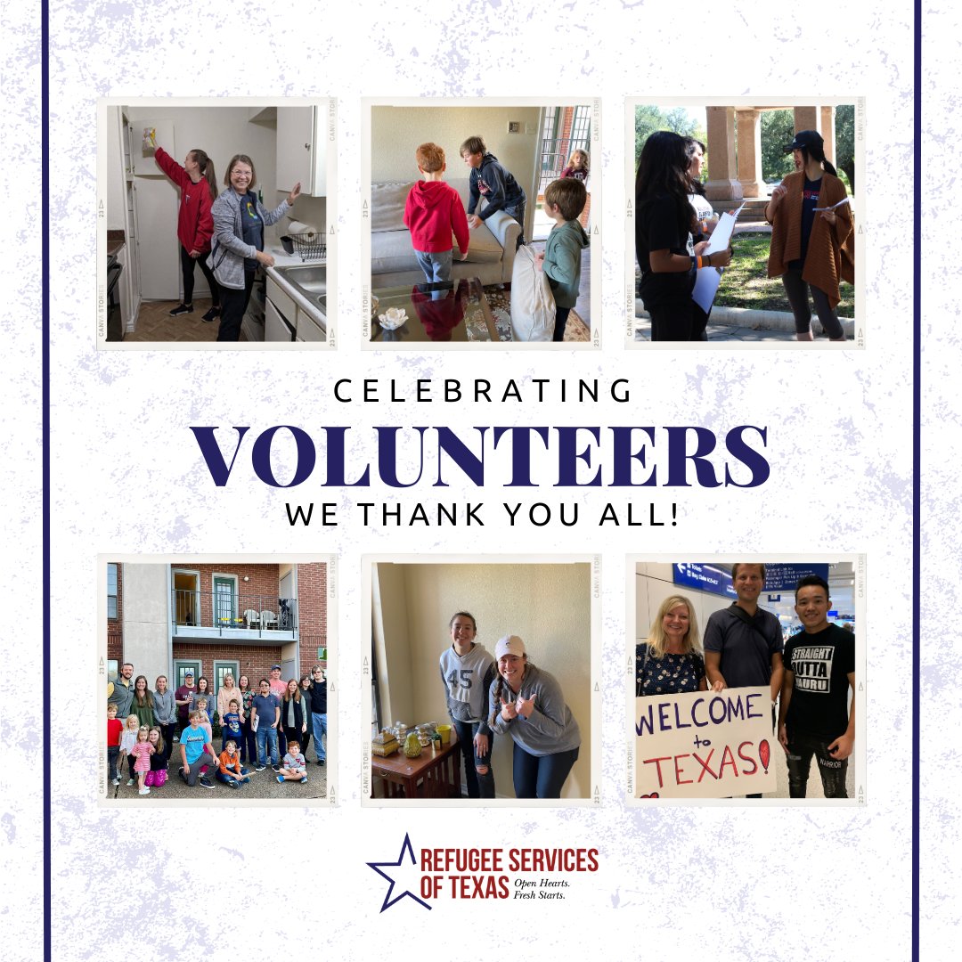 Happy National Volunteer Month! Refugee Services of Texas simply could not function without the ongoing support from our volunteers year after year. Thank you for your continued involvement and support of RST. We couldn’t do this without you!