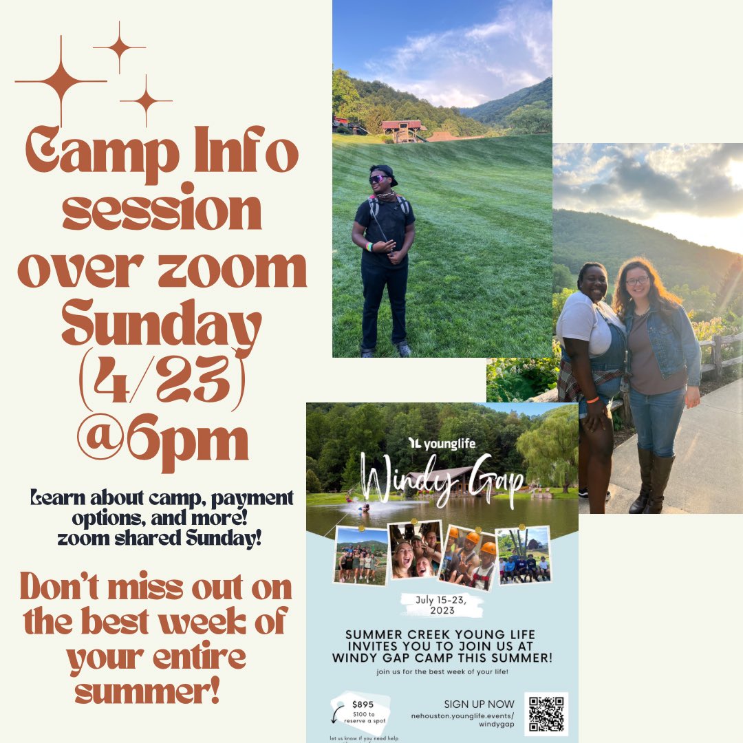Join us Sunday to learn more about camp! Zoom will be shared Sunday morning!