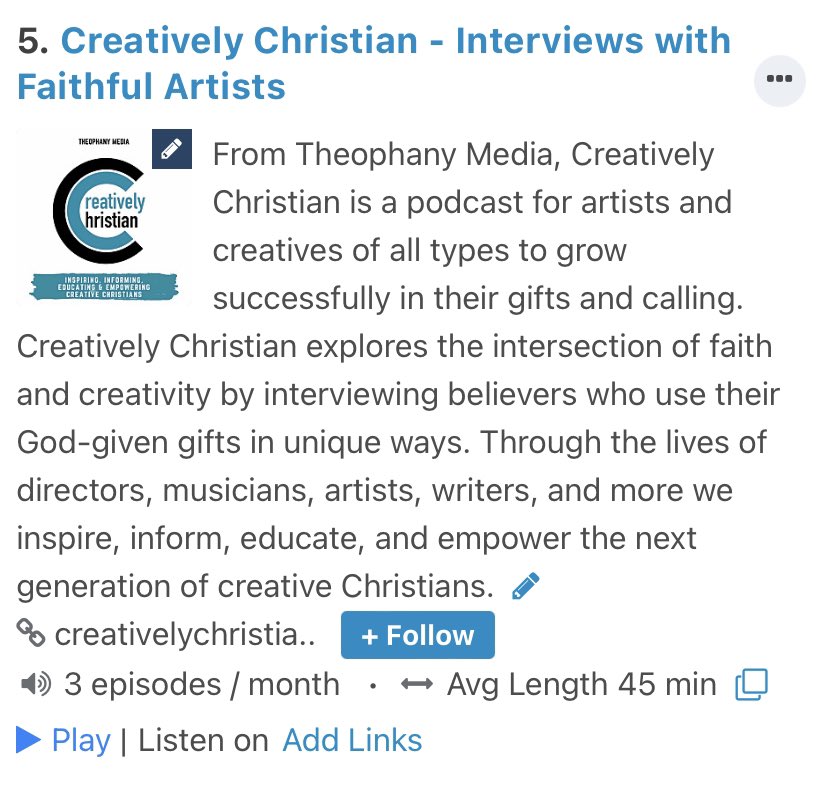Number 5 on the list of Best Artist Interview Podcasts!!!!

blog.feedspot.com/artist_intervi…