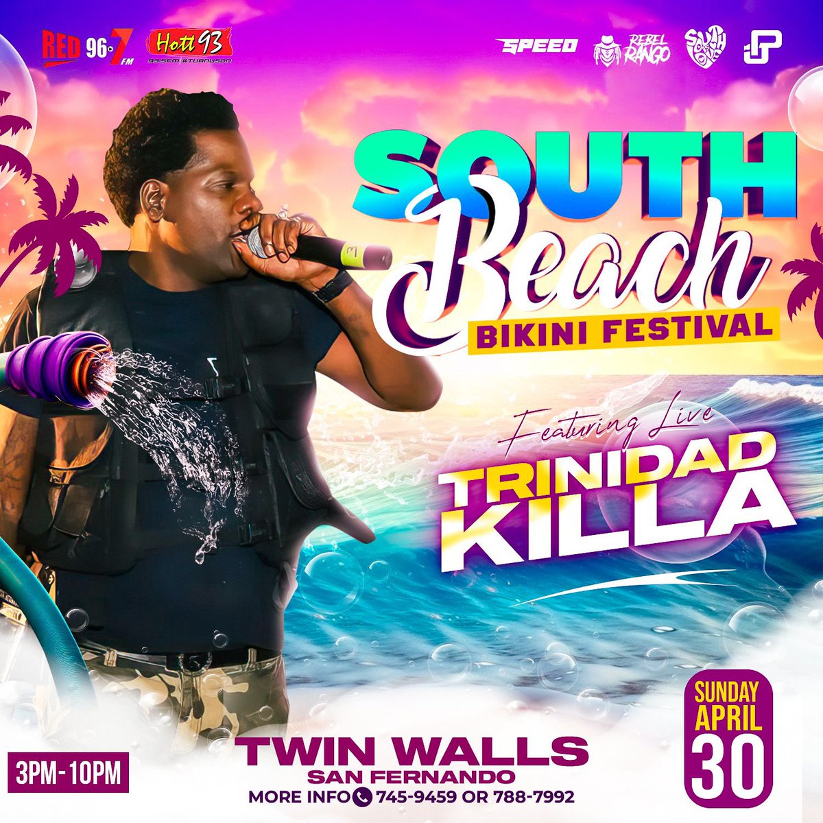 Where We GOING SOUTH BEACH 🏖 
<a href="/trinidadkilla/">john gerald</a> HITS THE STAGE 🔥 
DRESS TO GET WET 💦 
SOUTH BEACH BIKINI FESTIVAL 🎉 
- Tier 1  $250
- VIP $500 ( Drinks Inclusive)

Tickets available at  Ticket Gateway available to purchase with Debit or Credit Card, Advertised Outlets