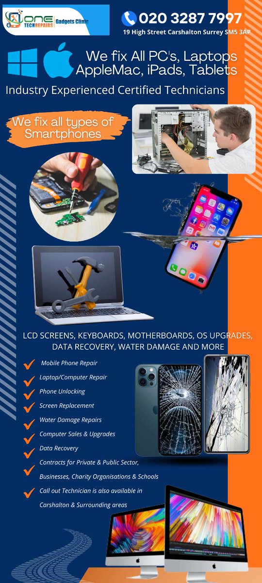 OneTech_Repairs's tweet image. 📱💻🚨 Oops, did you drop your phone or spill water on your laptop? 😱😭 Don&apos;t worry, we&apos;re here to save the day! 
Contact us now for fast and reliable service. 📞 02032877997
#PhoneRepairs #LCDScreenreplacement #LaptopRepairs #Waterdamagephone #datarecovery #onetechrepairs