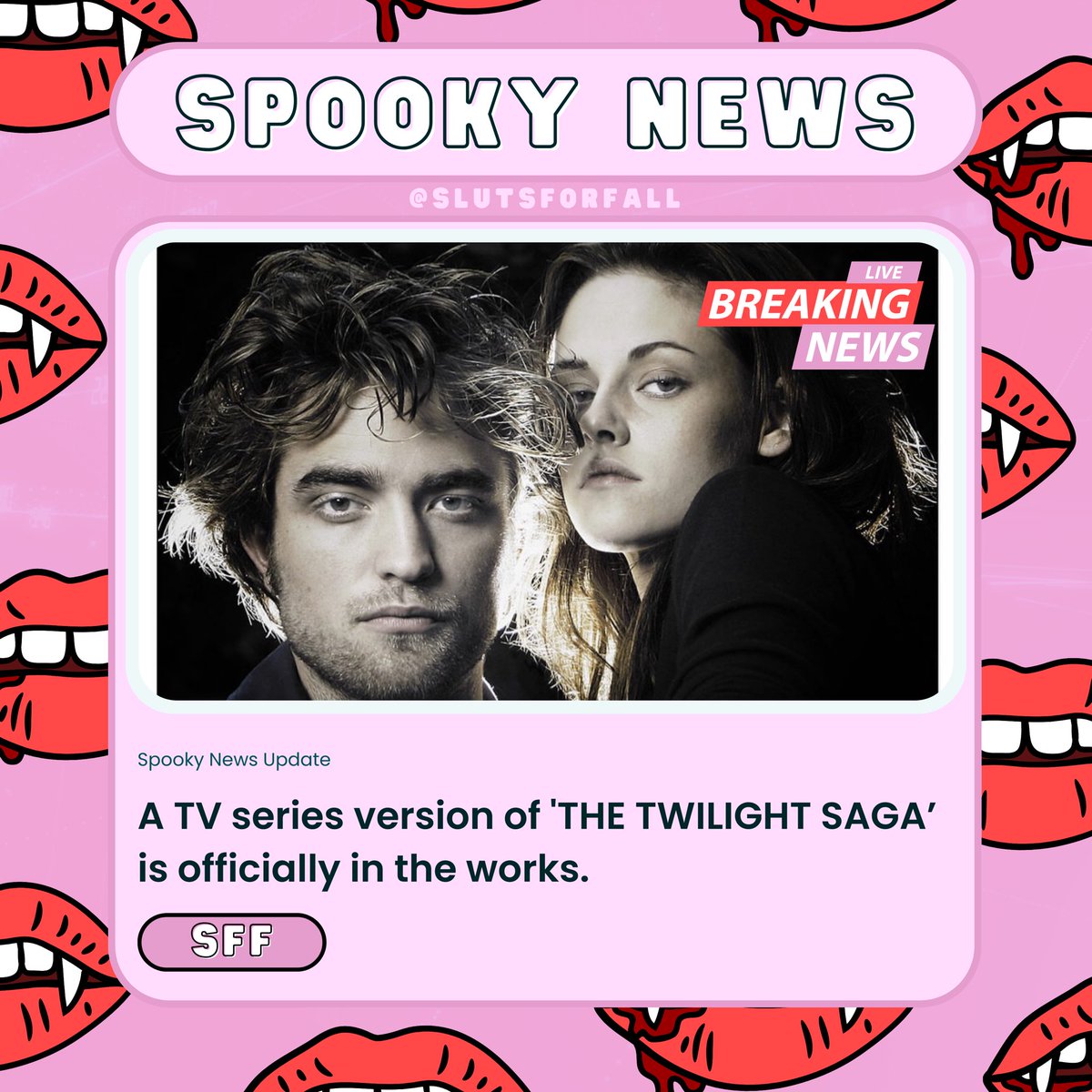 slutsforfall's tweet photo. BREAKING: Lionsgate Television is in early development on a 'Twilight Saga' series. 😱 #Twilight https://t.co/vjKmbt9jGK