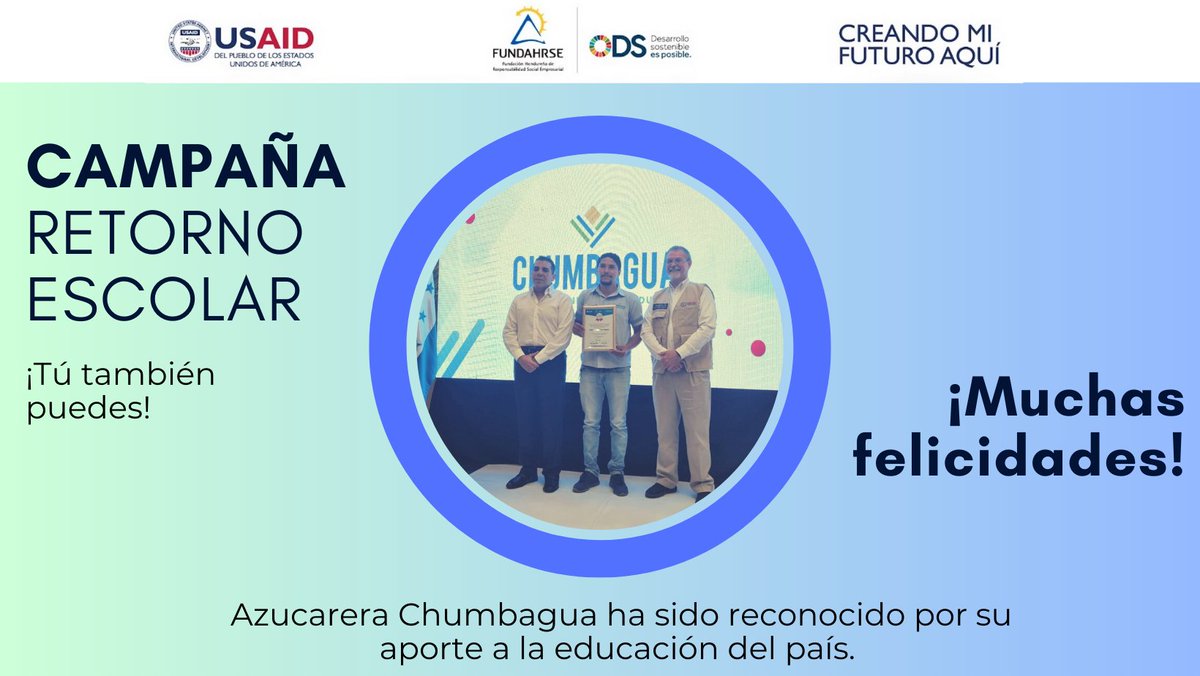 FUNDAHRSE_'s tweet photo. 1/4 USAID a través de Creando Mi Futuro Aquí y FUNDAHRSE reconocen a 13 empresas por su aporte a la educación del país.

Las empresas reconocidas fueron:

@Chumbaguahn 
#CBXGlobal
@istmaniahn 
#EquiposIndustriales https://t.co/86W26trKsS