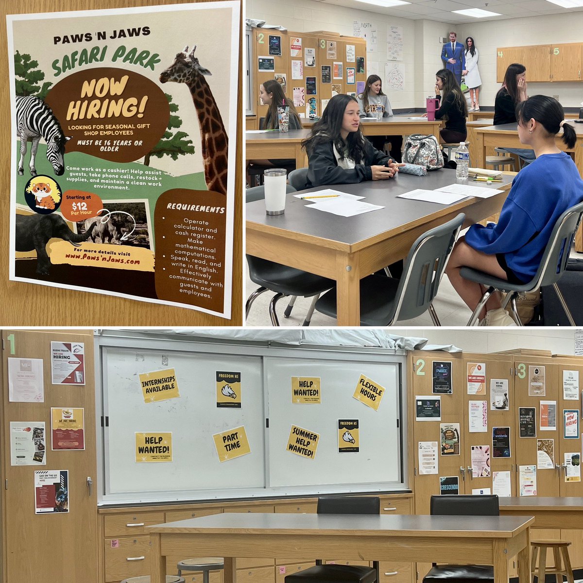 MsHWilliamson's tweet photo. FHS Business Mgmt students are learning about HR functions this week. Students  are advertising, recruiting, and interviewing applicants for jobs in their newly created businesses! #NowHiring @freedom_cte @LCPSOfficial @LCPScte https://t.co/SbCdxz8OSK
