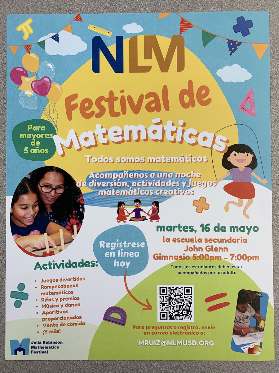 Our NLM Math Festival is on May 16th. 🎉 We hope you can join us for lots of math fun! We are all mathematicians. <a href="/nlmusd/">Norwalk-La Mirada Unified School District</a> @Mo_counts_on 🦅💖