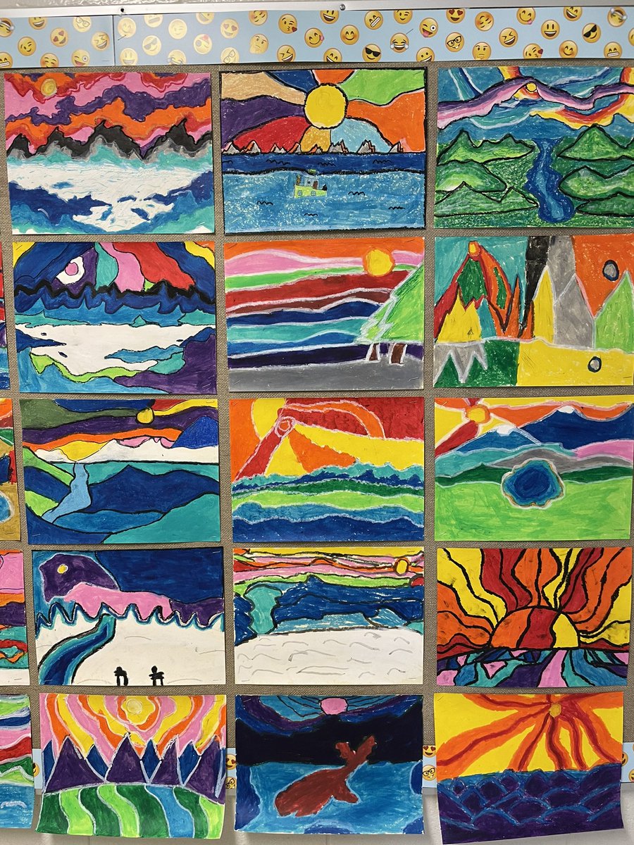 StHenry_CCSD's tweet photo. Beautiful artwork created by our Grade 5s. Ted Harrison inspired. @CCSD_edu https://t.co/D7bl9hnCe2