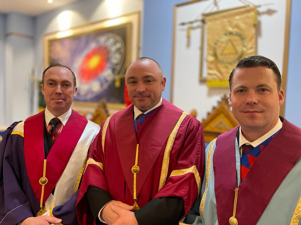 A great Installation meeting at The Richmond Chapter No.2032, and the first time in a while to see three members of the Richmond Lodge as the Principles, including myself, Installed as H.