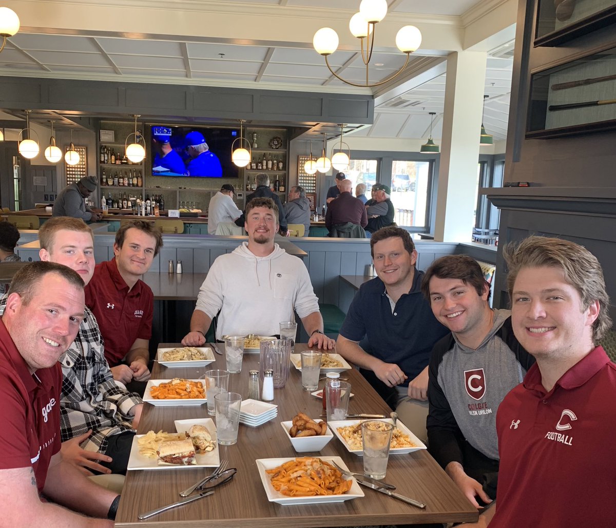 Great time of food &amp; fellowship! Awesome group who make each day fun! Some programs preach FAMILY &amp; developing players on &amp; off the field…<a href="/Coach_Dakosty/">Stan Dakosty</a> &amp; <a href="/ColgateFB/">Colgate Football</a> do it…Can’t wait to get back at it in the am! #GoGate #SpeedinSpace  #AlwaysOpen
