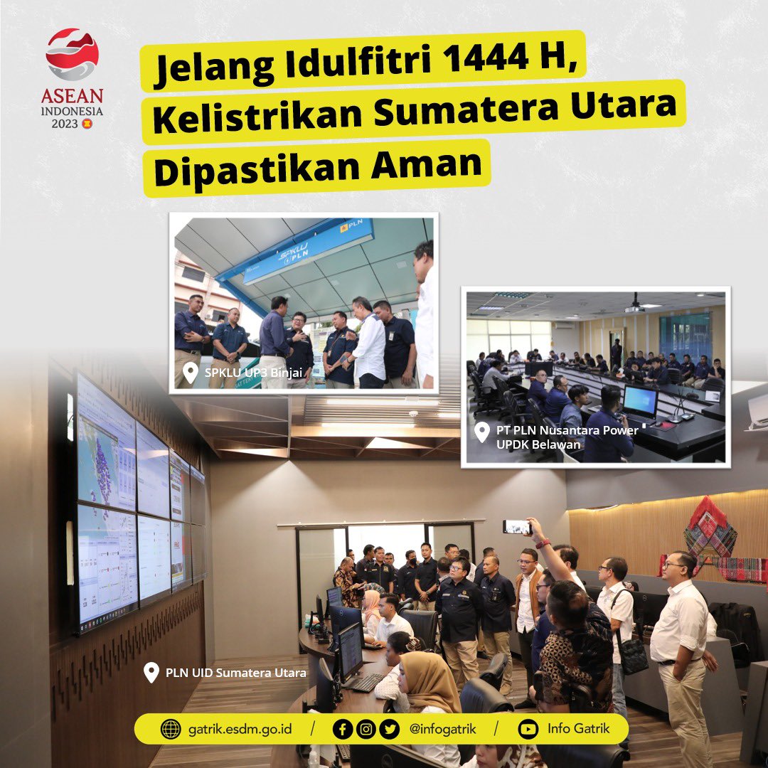 ditjengatrik's tweet photo. Kelistrikan Sumatera Utara Dipastikan Aman

Sobat Gatrik,

Kondisi pasokan energi listrik serta cadangan operasi dinyatakan cukup dan aman selama Ramadan dan Idul Fitri 1444 H.

#listrikuntuksemua
#kblbb
#kendaraanlistrik https://t.co/w7RwUpSbrM