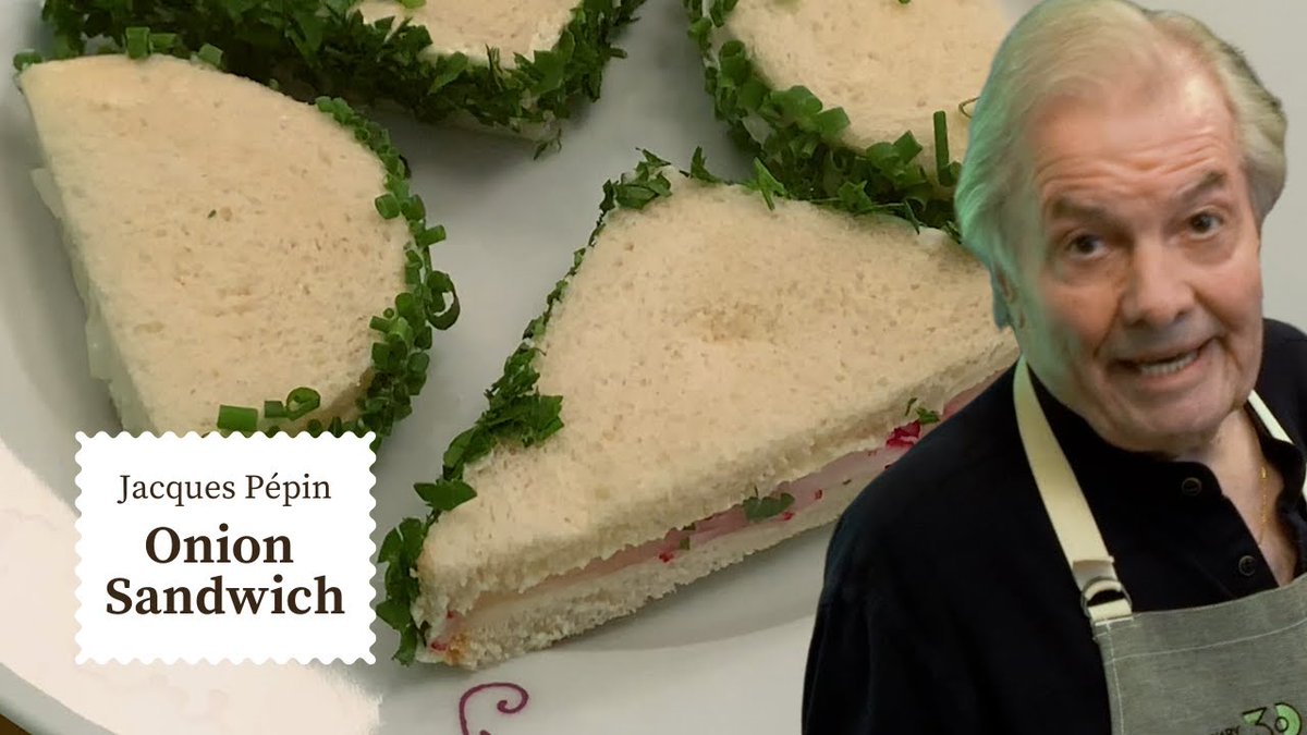 Jacques Pépin shares the famous onion sandwich recipe he picked up from his dear friend James Beard decades ago. This was a favorite of Jacques' wife, Gloria. youtu.be/53zD6i5zGc8