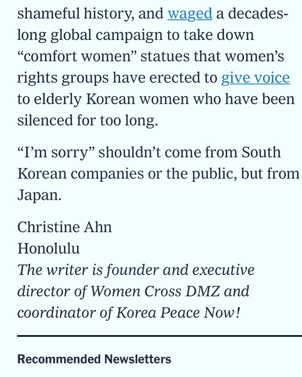 christineahn's tweet photo. For the millions of Koreans and friends who were so pissed reading the @nytimes oped last week from the South Korean writer who calls for Koreans to get over their “national obsession” over Japan’s brutal colonial legacy. https://t.co/yqIZs3JKoW