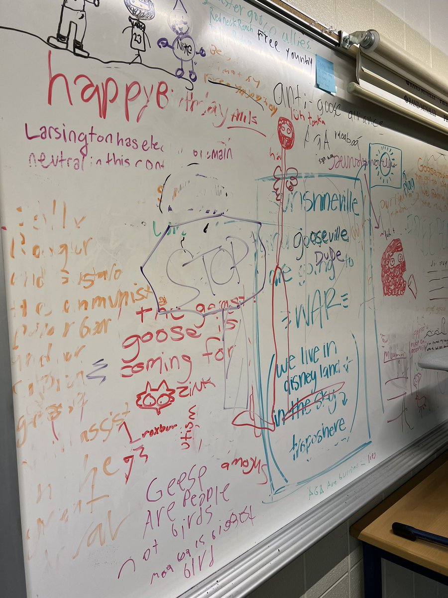 Teaching middle school means stuff like this happens when you let them write with expos markers! Ha