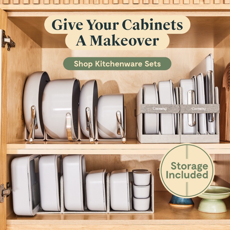 CarawayHome's tweet photo. Non-toxic ceramic coated kitchenware sets with included storage, so you can say goodbye to clutter for good.