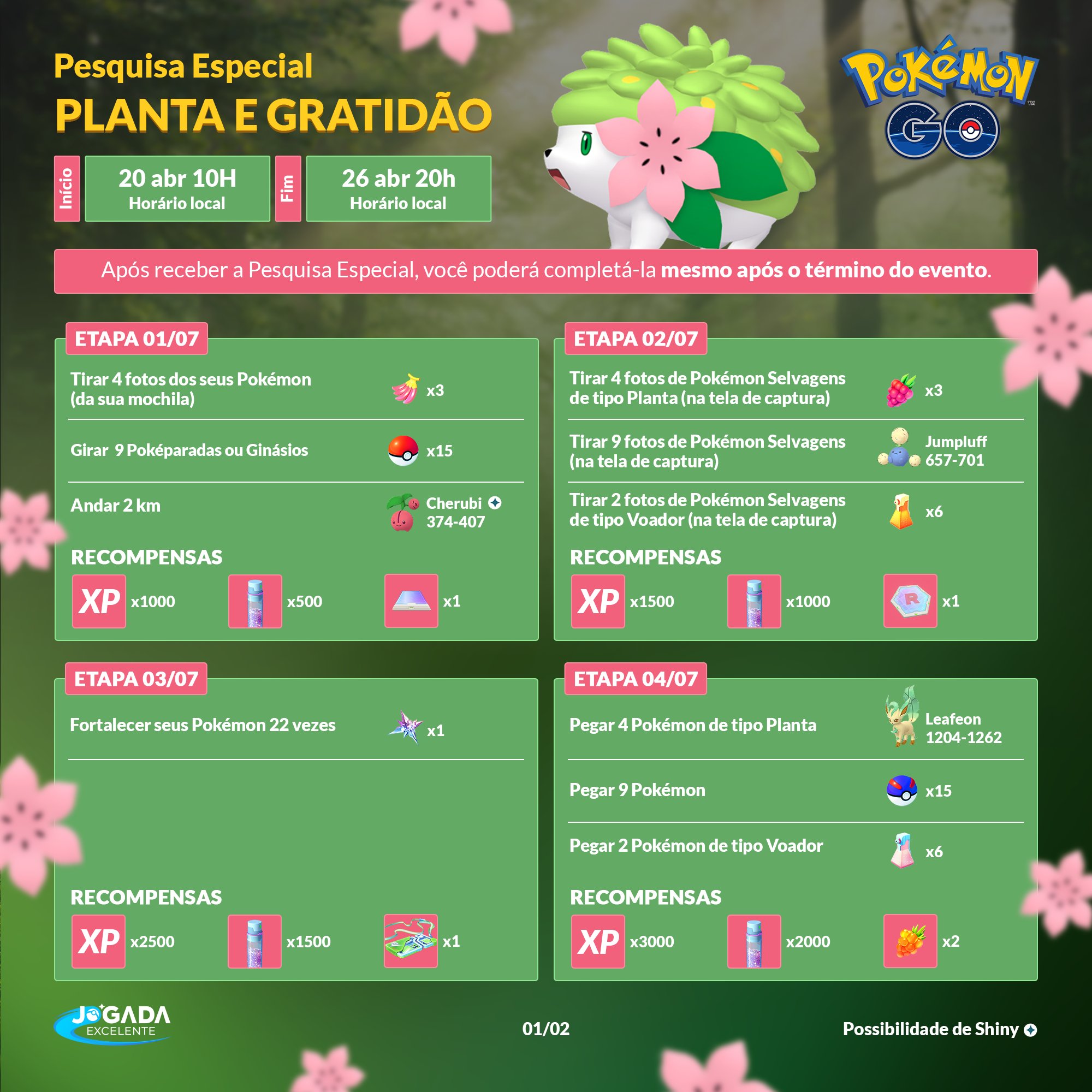 Dia da Amizade de Pokémon Go será dedicado ao tipo Planta e a