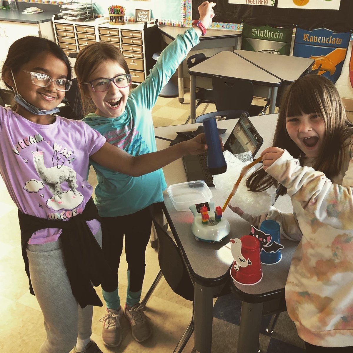 CaraBellMI's tweet photo. Superior and Robot Oreos are so proud of their work on Quest 3! We know how to record values from the sensors as variables, create function blocks, use loops, and use conditionals. We hope we get to learn even more on the Final Quest! #girlssolveit #fordgirlsinstem https://t.co/GAGUvLdHQe