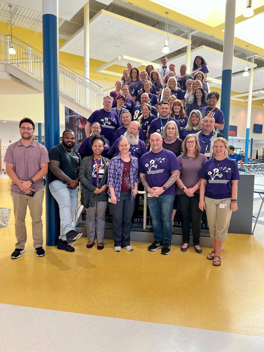 shsindiantribe's tweet photo. SHS staff supporting our military families by participating in Purple Up Day! #SCPSchools #PurpleUpStafford #ThomasTaylorEdD #ElevateStafford https://t.co/lqfzGzDpRX