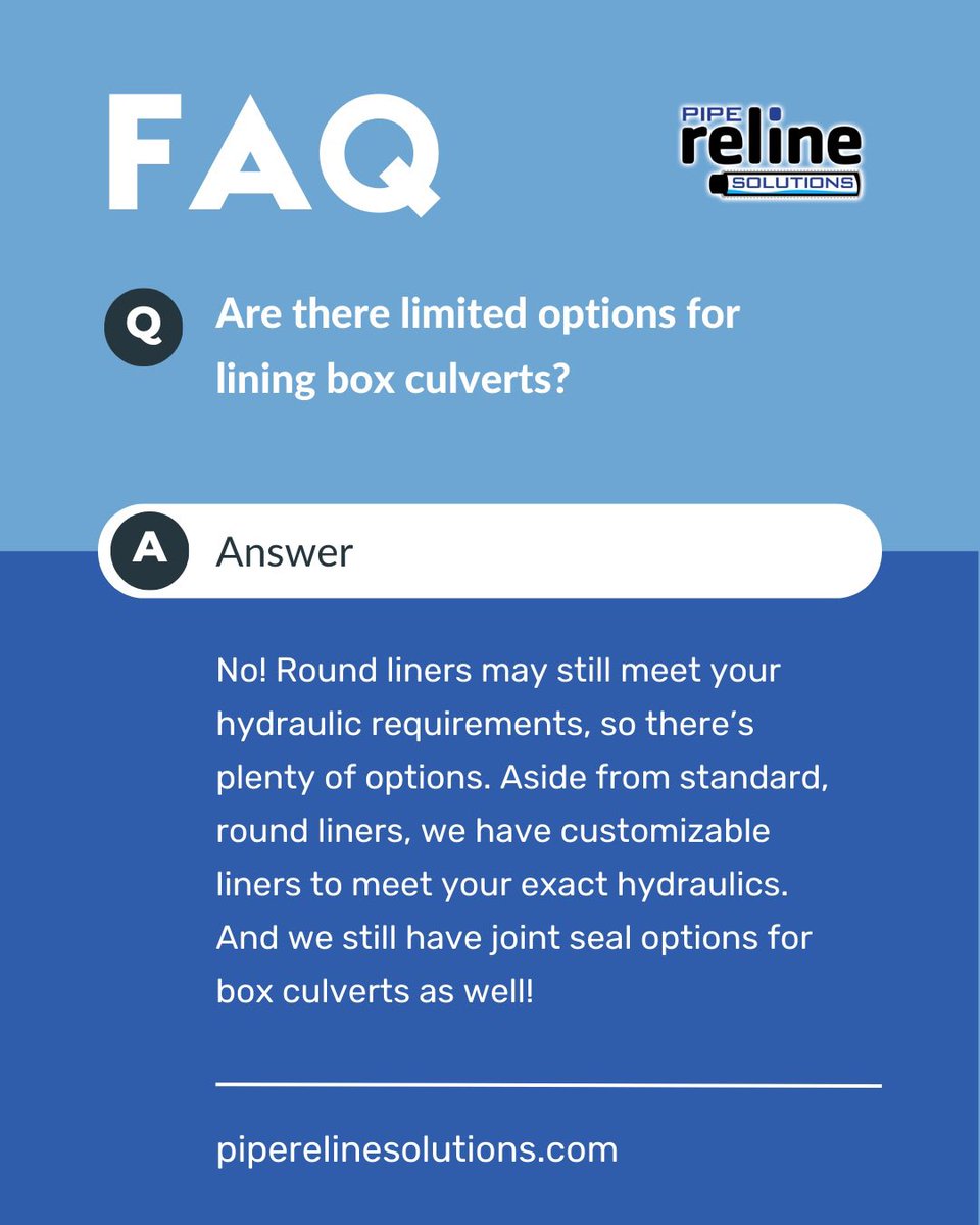 #WantToKnowWednesday 

There are not limited options for lining box culverts! Have any questions comment them down below. 

#relineit #reline #culverts #pipe #trenchlesstechnology #nodig #pipework #pipereline #pipeprojects #boxculvert