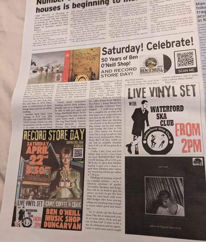 BenONeillRecord's tweet photo. #vinylcommunity #Recordstoreday #BenONeillMusicShop #Independentmusicshop #Dungarvan #HappyBirthday thanks for printing 🤗🥳 50 Years of Music 🎶 🎵 ❤ 
All Genres
All Formats
Hifi and Musical Instruments 🎼 
https://t.co/FaIGSjbdyp and 64 O'Connell Street Dungarvan X35HF54 https://t.co/2Hqhfrplcl