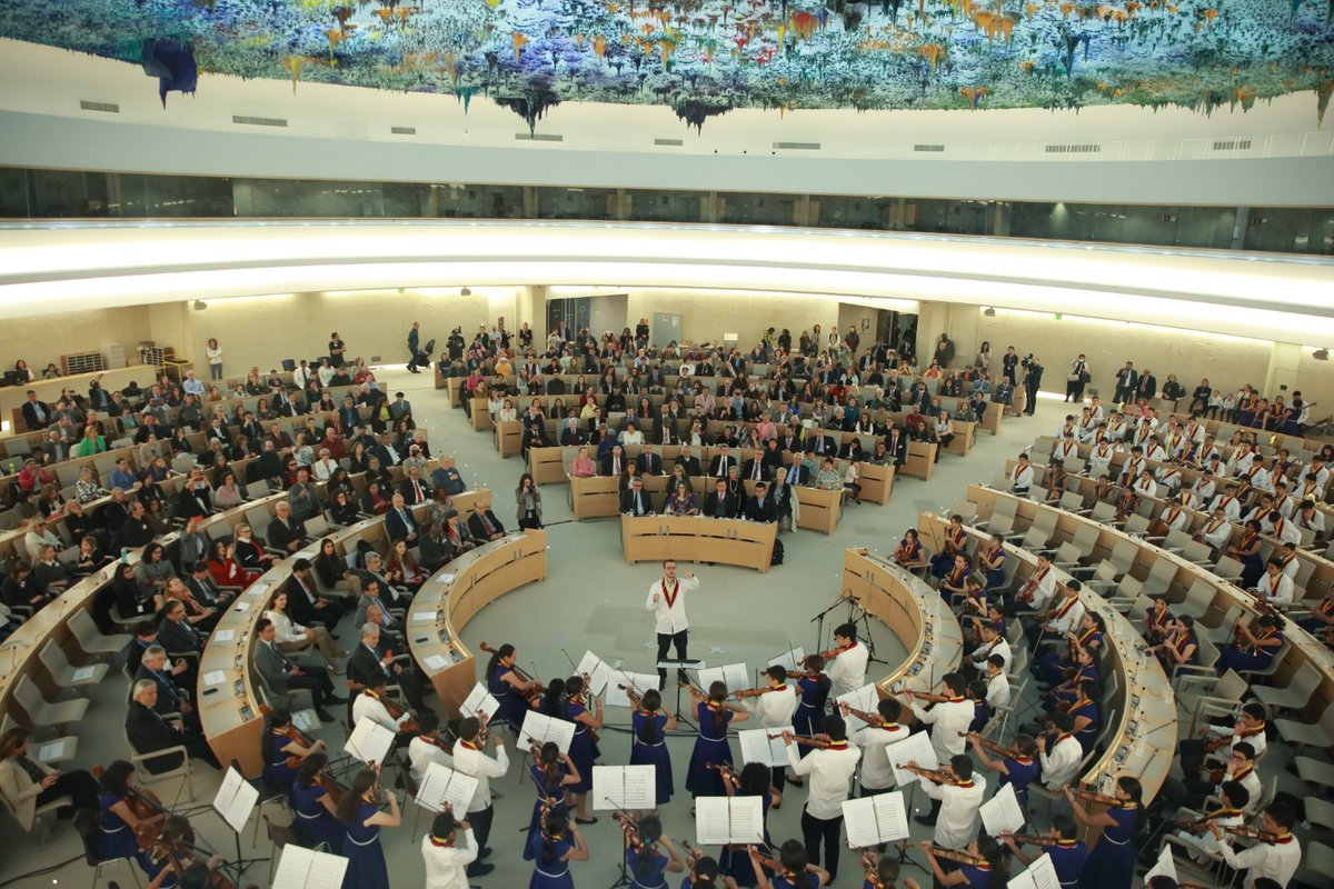 La Sala XX de la Organización de las Naciones Unidas fue testigo del cierre de la primera gira internacional, de la quinta generación de la Sinfónica Nacional Infantil de Venezuela.