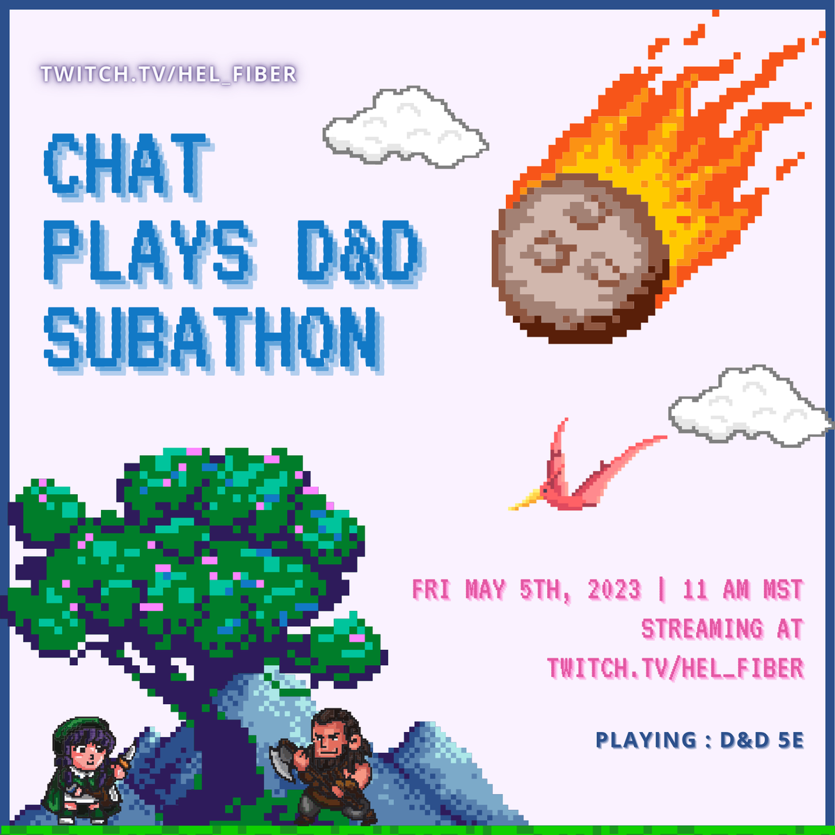 Hel_Fiber's tweet photo. I'll have the rules posted the week of the event!
MAX is 10 hours of stream time!
#Vtubers #dungeonsanddragons #subathon #streamergirl #VTuberEN #chatplays #twitchstreamer https://t.co/XBijisfOWm