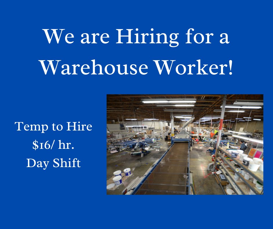 Personnel Source is hiring for a temp to hire warehouse position in the Eugene area.
Call us at (541) 342-5310 or go to our website at work4psi.com for more details!