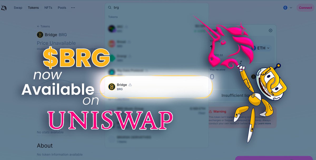cryptoimf's tweet photo. New sounds...👀

#BRG is now listed with a WETH/BRG pair on the @ethereum blockchain, specifically on @Uniswap !✨

🌐 https://t.co/HL4lRm5boz…

This accomplishment is made possible through our #TokenBridge project, seamlessly transferring $BRG to the #Ethereum network. https://t.co/nSqZAQPRB6