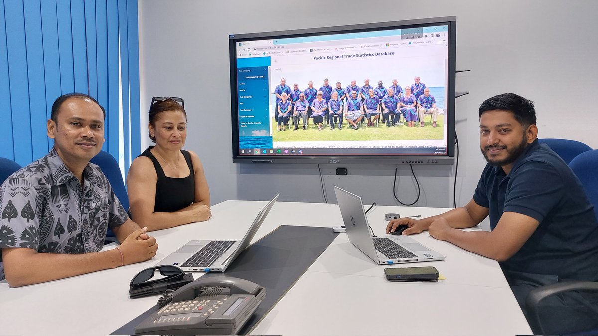 BigOceanMarkets's tweet image. Regional Trade Statistics Database meeting between #SPIRITproject and Datec who won the tender to create the database. Work to input data from #PIF countries will commence soon.