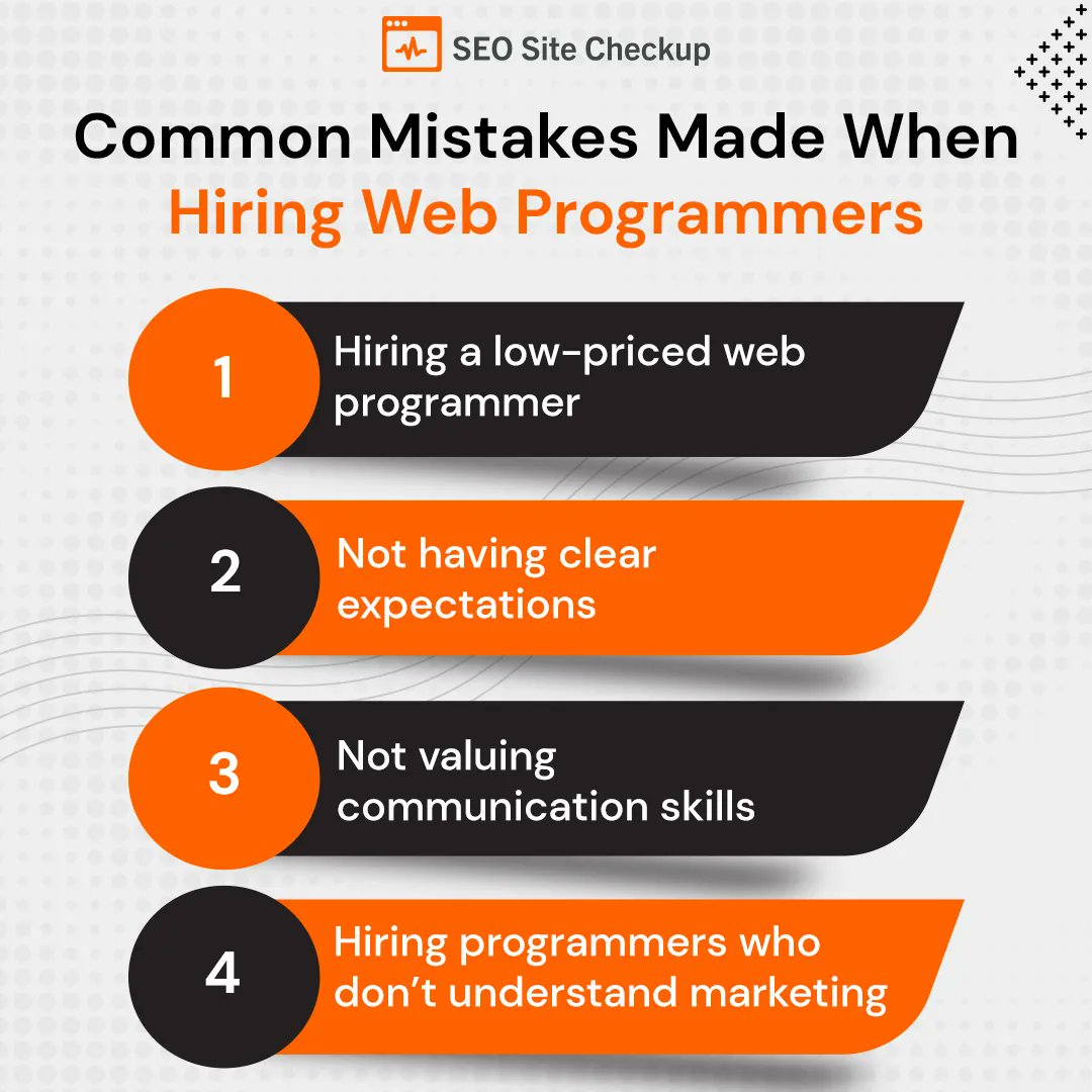 Seositecheckup's tweet image. Follow these guidelines when #hiring a #webprogrammer and do not falter from them. If you do, you will save yourself a lot of money and heartache and end up with a #website site design that you can be confident in.
Read more: buff.ly/3jCKkD9
#seositecheckup #programmer