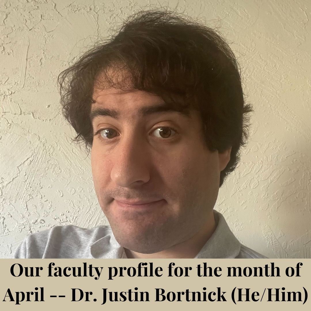 PittLitProgram's tweet image. Our faculty profile for the month of April is for Dr. Justin Bortnick! Dr. Bortnick joined the English Literature Department in 2022 and is interested in design and game narratives, as well as propaganda and conspiracy theories!