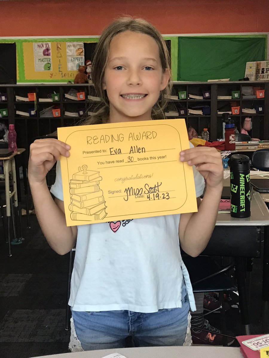 MrsAdams03's tweet photo. Today was a “double goal-getter” day! Eva and Kallen both met their personal book challenge goals. https://t.co/yMkIPW9aVb