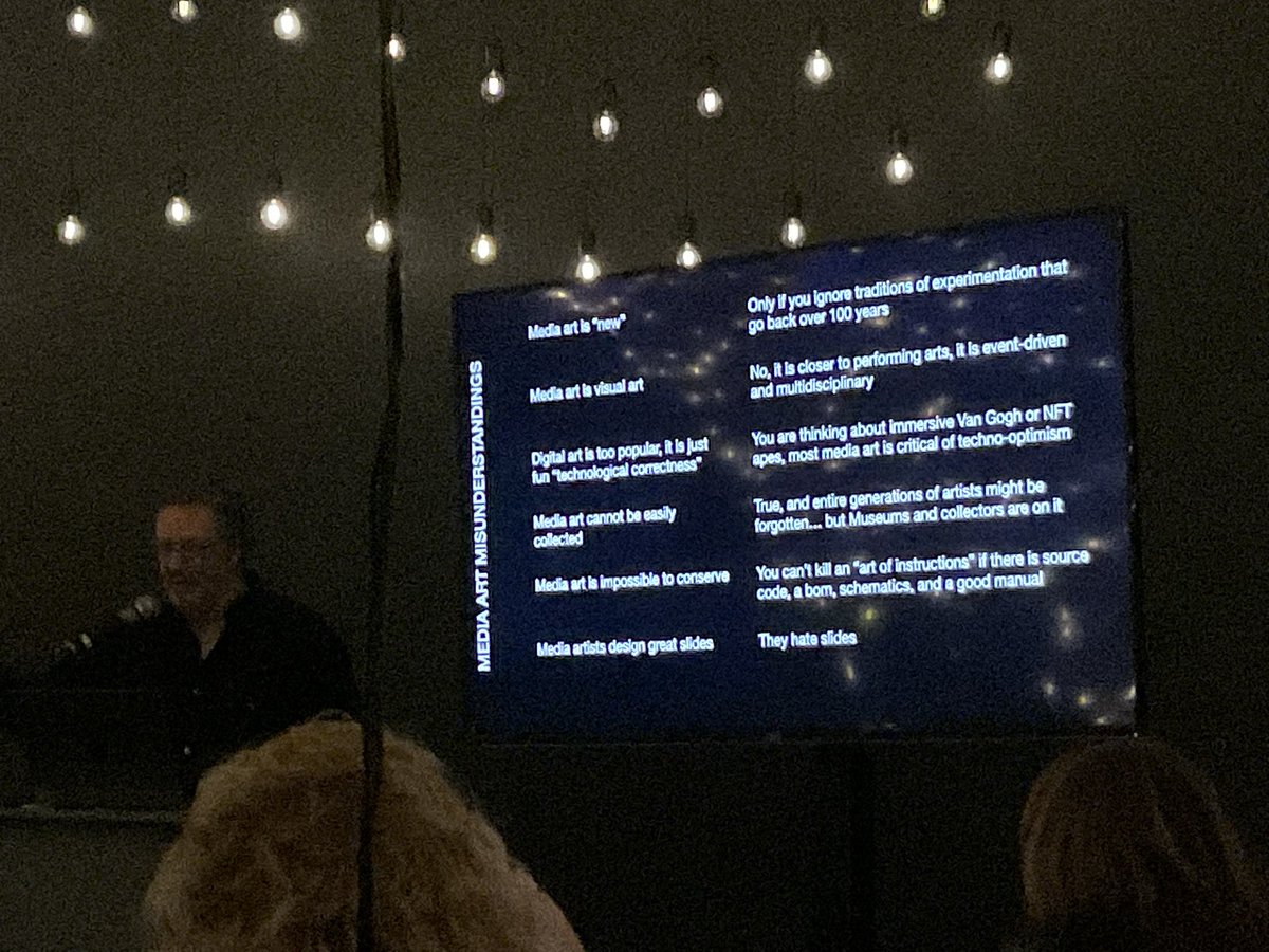 mickeymcmanus's tweet photo. Lunchtime at @GrayAreaorg today and the legendary @lynnhershman8 & Rafael Lozano-Hummer share their work and ideas about the future of art museums w/global museum directors… wow! So good. #DEWline #art #activism https://t.co/ZTvI2MuTlx