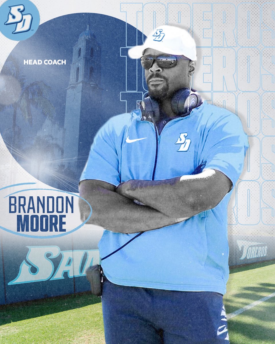 A historically successful coach joins a historically successful program. 🤝 Excited to announce reigning DII National Coach of the Year and seven-year NFL vet Brandon Moore (@madbacker56) as our next leader! 🔹 bit.ly/BrandonMooreUSD #GoToreros