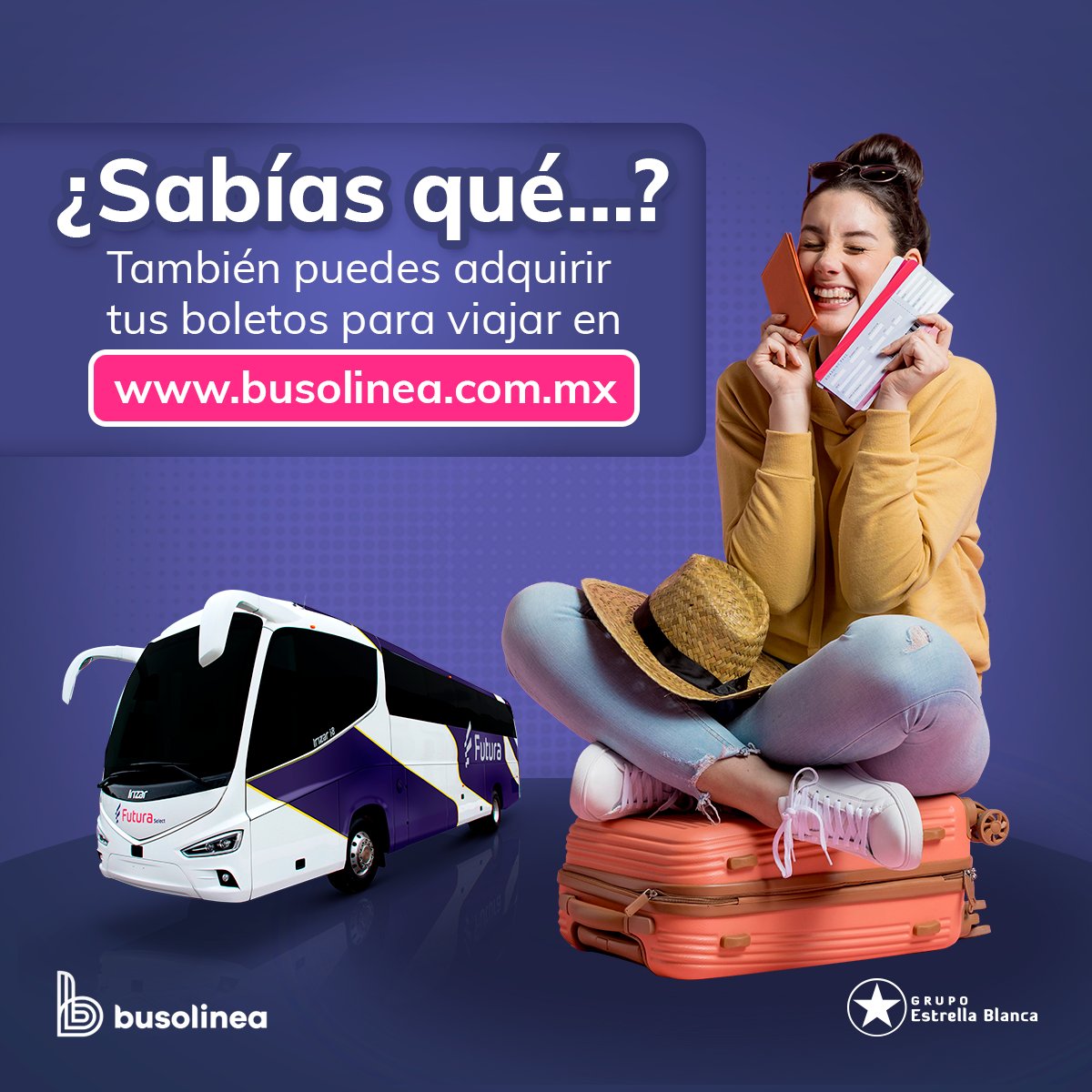 GEB_uniendo_mex's tweet photo. Adquiere tus boletos en 🚌👉🏻 https://t.co/X38sKBYJJd y no dejes de viajar
#ViajaConEstrellaBlanca #viajemosBien #CompraSeguro #EstrellaBlanca #EstrellaBlancatelleva #82años #Busolinea https://t.co/m7157q51YK