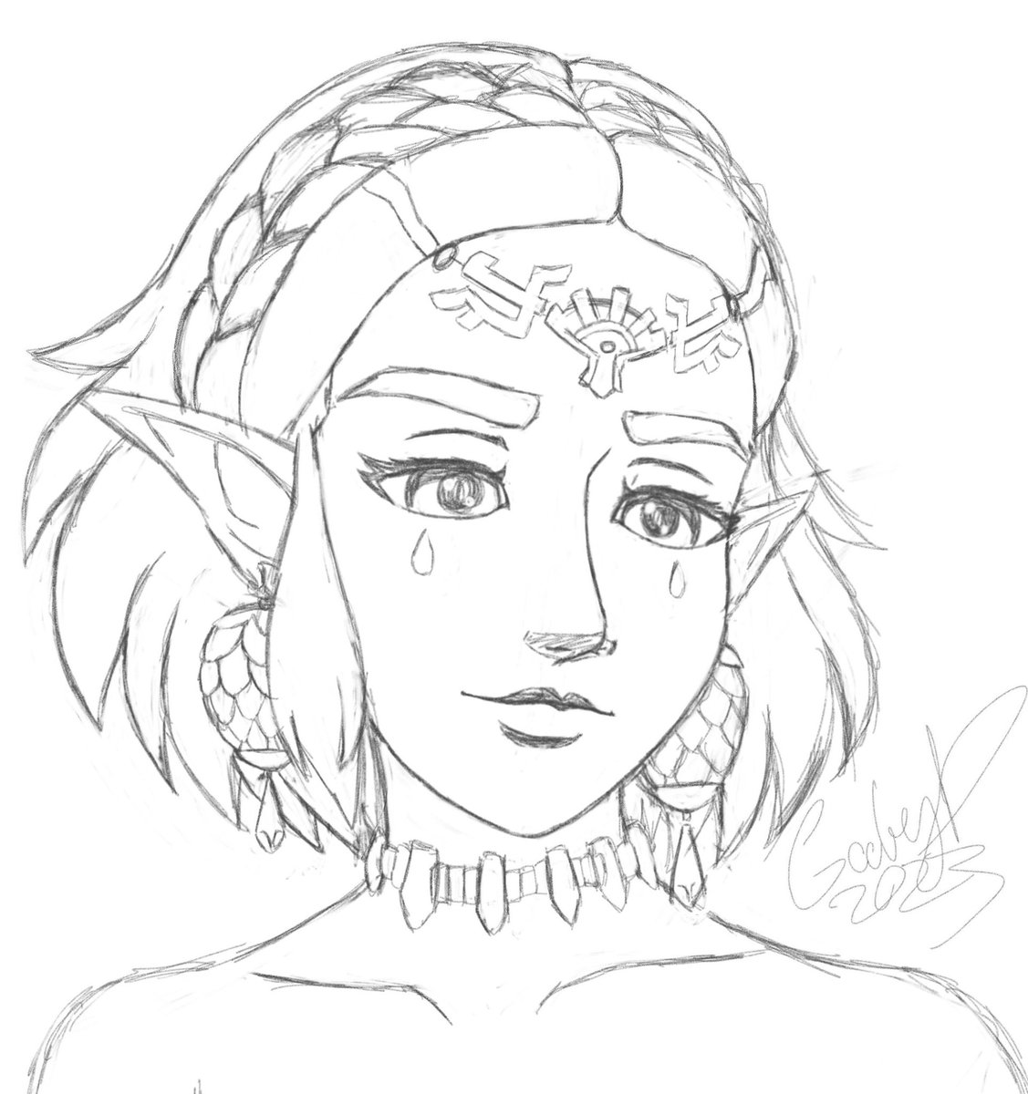 3am sketching is wise, yes? 
Slightly cropped Zelda bust from #TearsOfTheKingdom 🥰
#totk #ZeldaTearsOfTheKingdom #Zelda