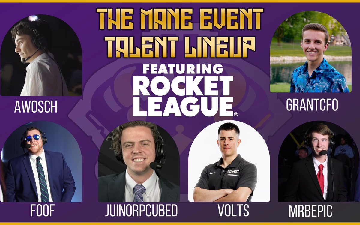 una_esports's tweet photo. What's a LAN without some amazing talent?

A huge welcome to our Rocket League Talent for The Mane Event this weekend🥳

@Awosch_RL @therealgrantcfo @ThatGuyFoof @BepicCasts @VoltsonTwitch @juniorpcubed 

@UNAKinesiology @FTWGameStore @aimlab https://t.co/9dkjyJei1x
