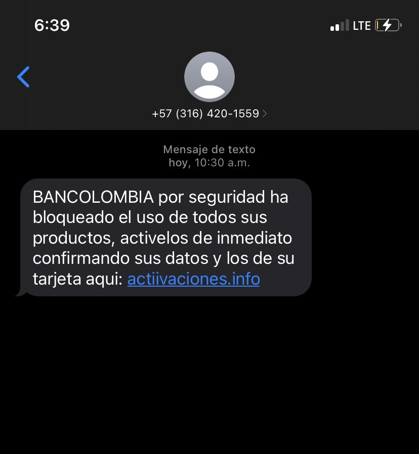 LuisaQuinte's tweet photo. Señores ⁦@Bancolombia⁩ este número telefónico se encuentra enviando mensajes a su nombre, para que realicen seguimiento. Porque las ratas están desesperadas https://t.co/DfzoqC4mCX