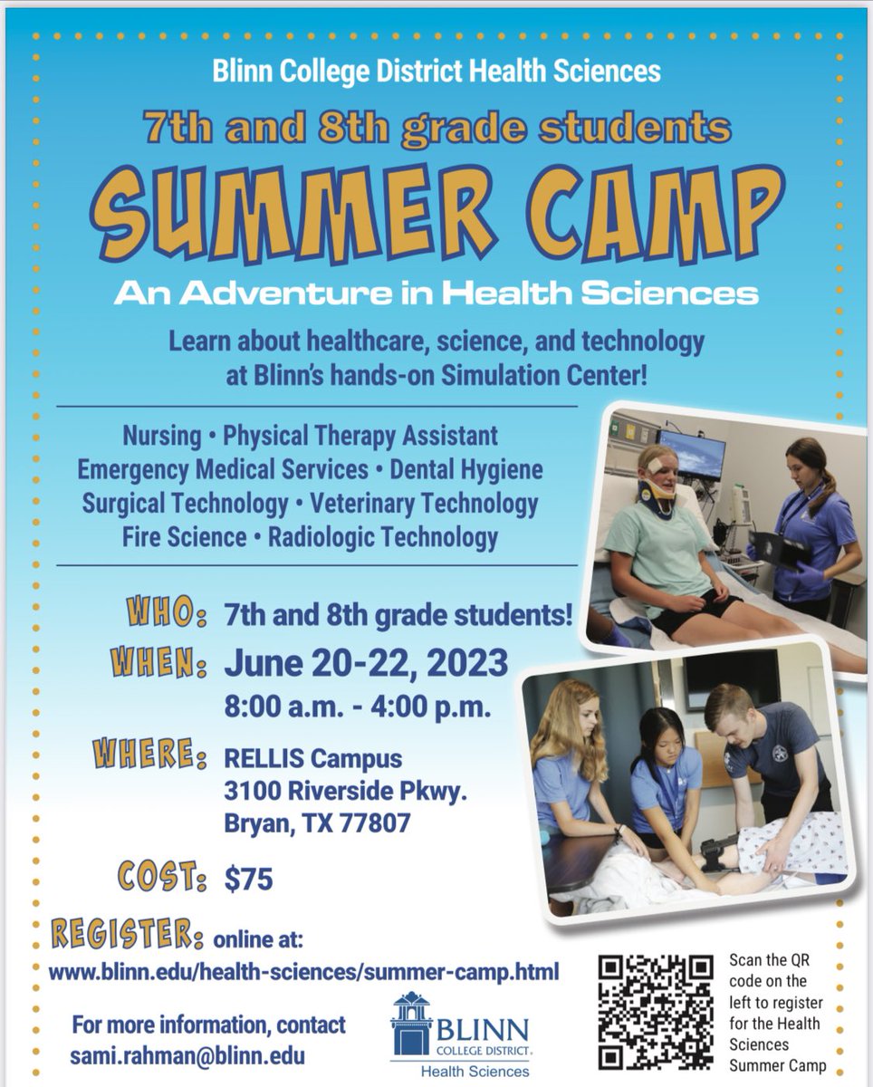 Blinn College invites 7th and 8th graders to come and enjoy some adventures with us!