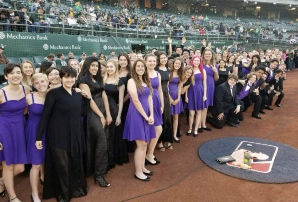 CPHSChoirs's tweet photo. Come watch the Oakland A's vs. the Cincinnati Reds on Saturday, April 29th at 1pm. The College Park Choir is singing the national anthem! Ticketing link for our field level discount block of tickets behind first base: https://t.co/kUOjBLrgTz https://t.co/kW9NDlJgfb