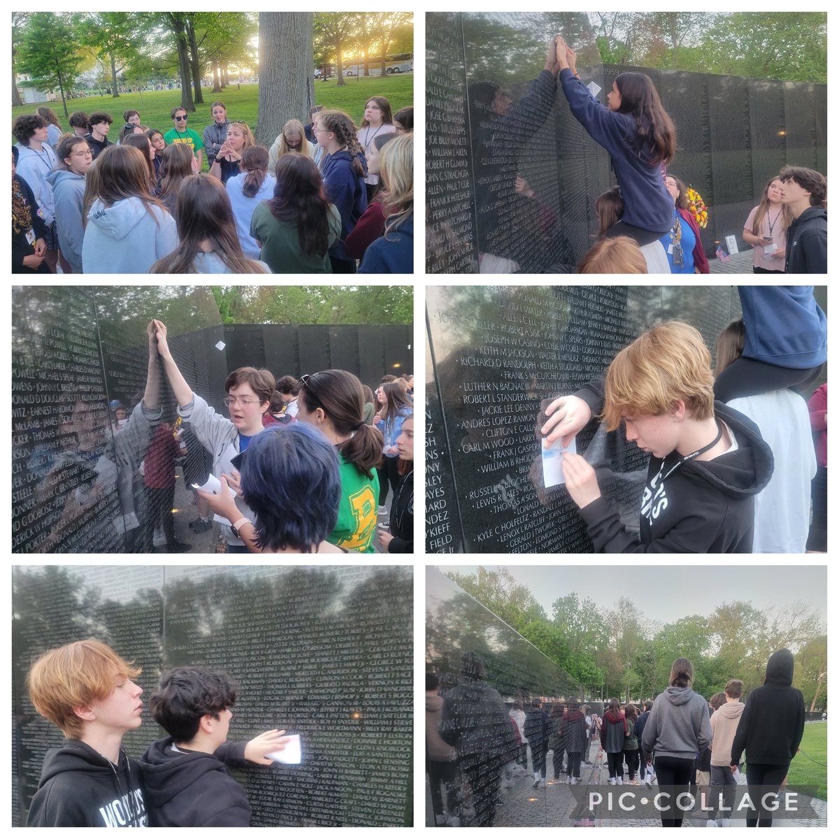 HatzOff2English's tweet photo. @PMSPelham at the #VietnamMemorial in @washingtondc with @EDiscoveryTours! Wall rubbings of people from #Pelham. #DC2023 https://t.co/TIxoYbMwc9