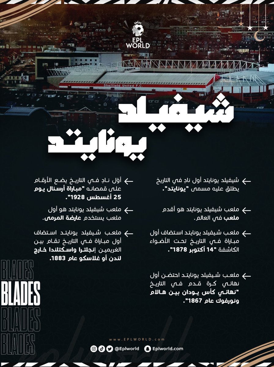 EPLworld's tweet photo. ملعب @SUFCArabic يُعد أقدم ملعب ف�� التاريخ قائم الى الآن، فريقٌ عُرِف بالأولويات تبقى له خطوتين للعودة إلى البريميرليغ، اشتقنا للبليدز !

تعرّف على أبرز الأولويات 🔽: https://t.co/vy2ZeYrGDI
