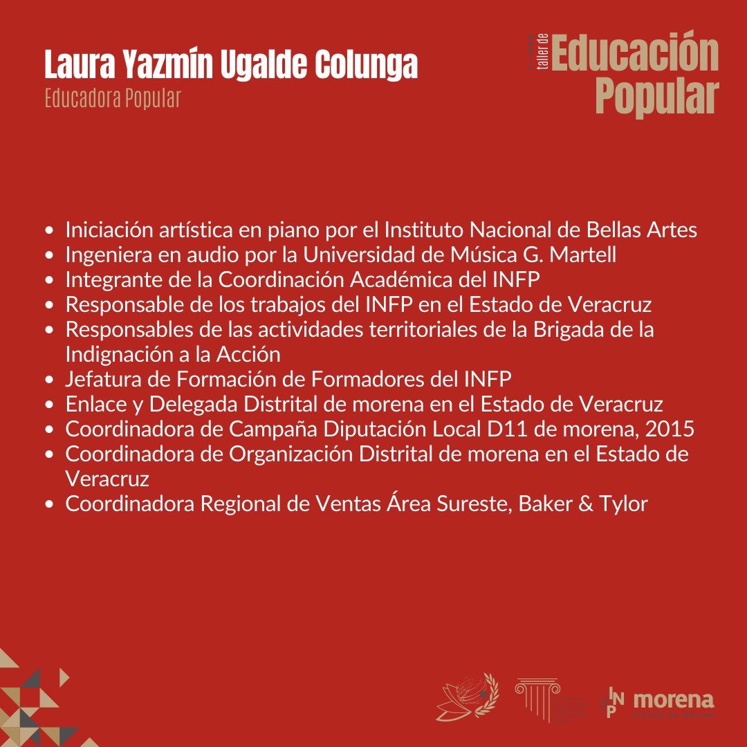 FPolticaCDMX's tweet photo. Continuamos presentando a nuestr@s ponentes.😃

Rafael Loyo, Laura Ugalde y Elia Bautista nos compartirán su experiencia y talento este 22 y 23 de abril en el Taller de Educación Popular.🙌

NO FALTES.✨ https://t.co/iLp9e7ClIw
