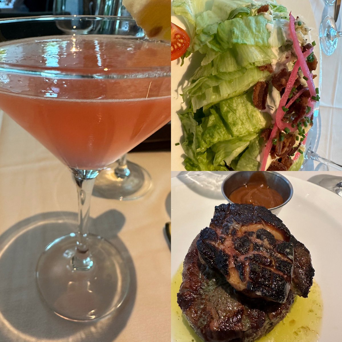 EMRomero2's tweet photo. Meeting former HACU colleagues for drinks here later. Decided to treat myself to dinner. This meal practically has me in tears of joy! @CPSteakDC https://t.co/K1yqaww7Bs