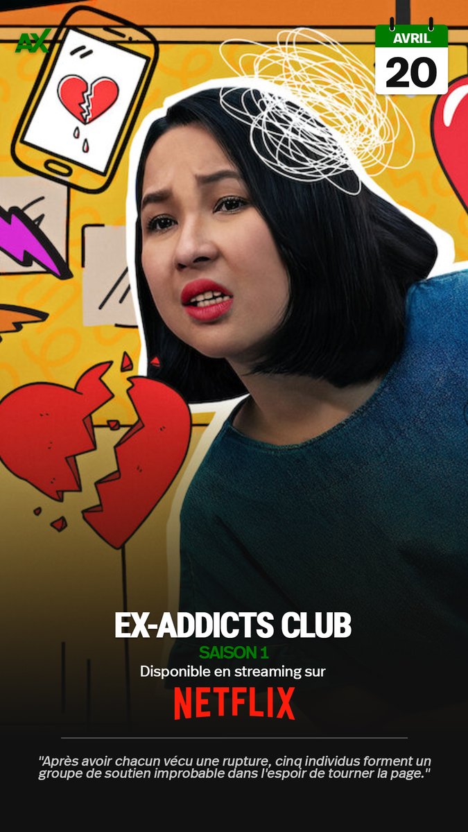 alxserix's tweet photo. La saison 1 de #ExAddictsClub est dès maintenant disponible en streaming sur @NetflixFR.
"Après avoir chacun vécu une rupture, cinq individus forment un groupe de soutien improbable dans l'espoir de tourner la page."
#Netflix https://t.co/yZQqI0glnb