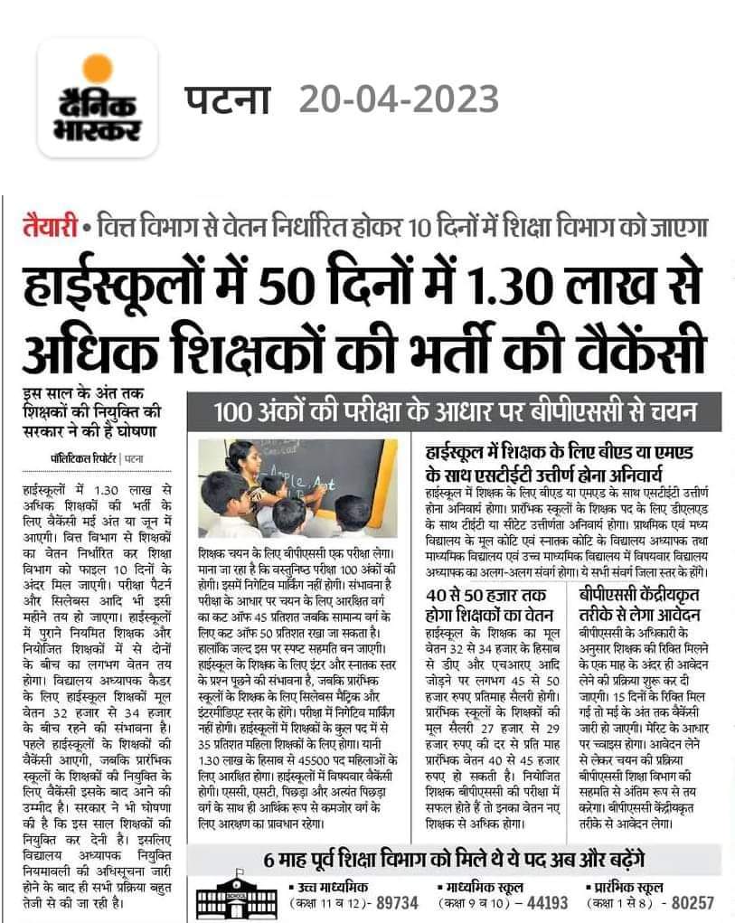 RobertPitu's tweet image. 🔴 बीपीएससी की परीक्षा में जनरल का कटऑफ 50 तो आरक्षित वर्ग का कटऑफ 45 प्रतिशत रखने की संभावना । #7th_phase #bihar