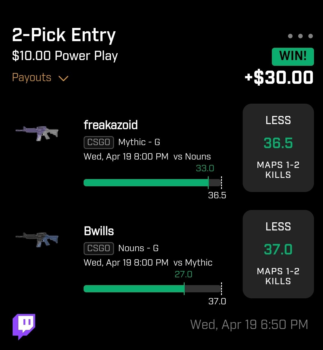 StickPrizePicks's tweet photo. Yet another #CSGO #PrizePicks 2-Pick hit. That's 3/3 within the last 2 days #Esports #Betting is easy reads. Didn't see a single slip with these two for less, #stick with  me. I know I'll miss eventually, but we're riding this ✅️train to the moon until then. https://t.co/r98vtuNPqu