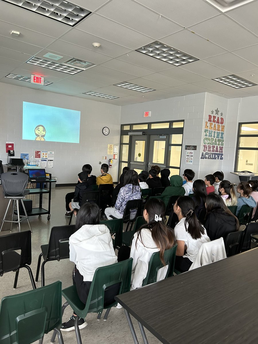 MsJLau's tweet photo. Thx to all who visited the LLC @NokiidaaPS today for #CanFilmDay.  It was a great success.  Our Ss enjoyed the Indigenous Short Films and the Earth Day Short Films the most!  It’s always great to make connections to the real world when we learn. https://t.co/fFFazAADi2