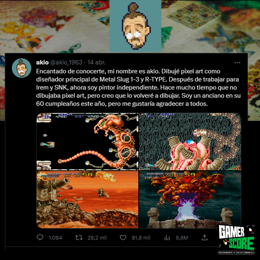 Gamerscore_MX's tweet photo. 🤖👾🎮 Akio uno de los Diseñadores de Pixel art que trabajó para grandes Proyectos como lo es Metal Slug, ha abierto su cuenta de Twitter. Gracias a este hombre muchos pasamos una infancia con buenos recuerdos. Les dejamos el enlace por si gustan seguirlo. https://t.co/2WY39Z88yF https://t.co/DMjvRe5o2V
