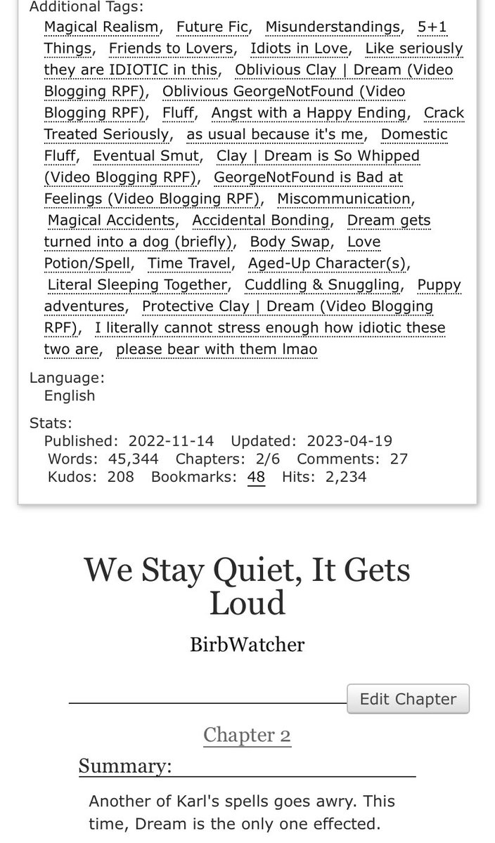 Chapter two of Magical Mishaps fic is posted! 18+, check tags pls, magical realism dnf shenanigans continue

Chapter 2/6: archiveofourown.org/works/43083297…