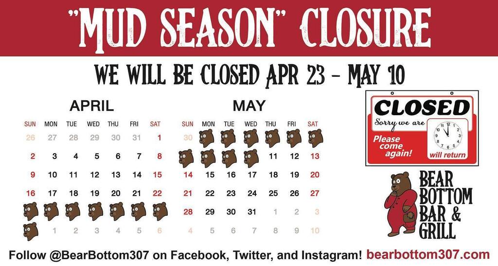 bearbottom307's tweet photo. #bearbottom307 will be closed during #mudseason but don’t worry! We’ll be open again soon and ready for summer and the return of #livemusic #centennialwy https://t.co/4bpXx9pwkR https://t.co/MTZVlGrv6M